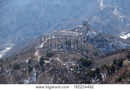 BADALING - FEBRUARY 24:  The Great Wall of China in Badaling, China, February 24, 2016.