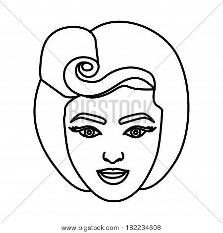 silhouette drawing of face woman with eighties hairstyle vector illustration