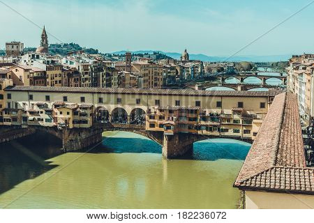 Italy. Florence. The famous bridge Ponte Vecchio