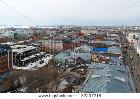 Kazan, Russia - March 28.2017. Top view of the historical center