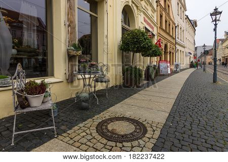 COTTBUS GERMANY - OCTOBER 18 2016: The historic part of town (Alt Markt). Cottbus is a university city and the second-largest city in federal state of Brandenburg.