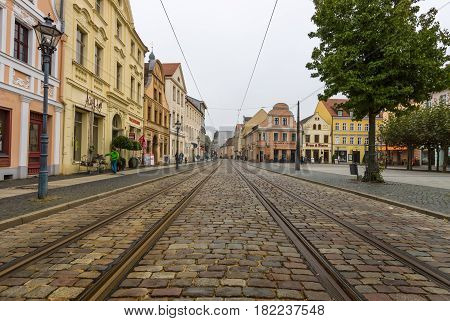 COTTBUS GERMANY - OCTOBER 18 2016: The historic part of town (Alt Markt). Cottbus is a university city and the second-largest city in federal state of Brandenburg.