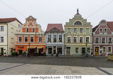 COTTBUS GERMANY - OCTOBER 18 2016: The historic part of town (Alt Markt). Cottbus is a university city and the second-largest city in federal state of Brandenburg.