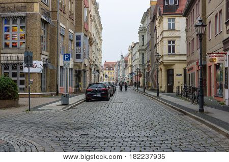 COTTBUS GERMANY - OCTOBER 18 2016: The historic part of town (Alt Markt). Cottbus is a university city and the second-largest city in federal state of Brandenburg.