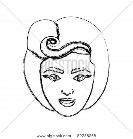 blurred silhouette drawing of face woman with eighties hairstyle vector illustration