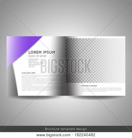 Bi fold square business or educational brochure template design. Stock vector.