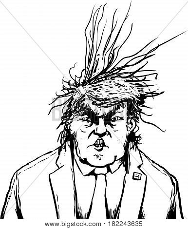 Outlined Donald Trump With Frazzled Hair