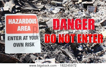 Hazardous Area: Danger do not enter sign