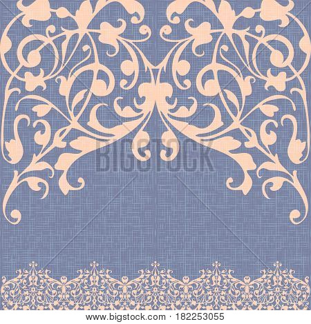Damascus ornament, canvas background vector, beige abstract swirls, vintage style