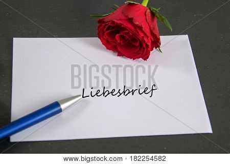 Liebesbrief - german for love letter -  written on an envelope