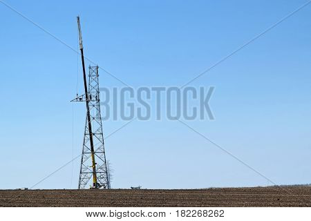 High voltage power lines under construction in Europe