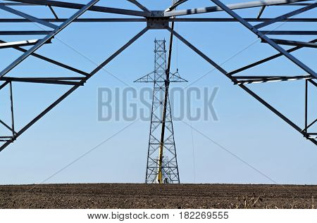 High voltage power lines under construction in Europe