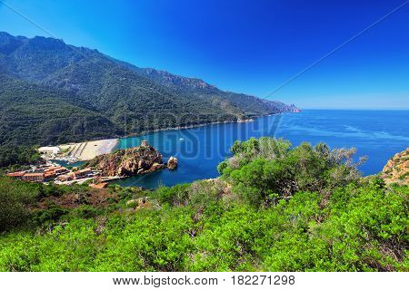 Porto Town, Near Piana With Beautiful Coastline, Corsica, France, Europe.