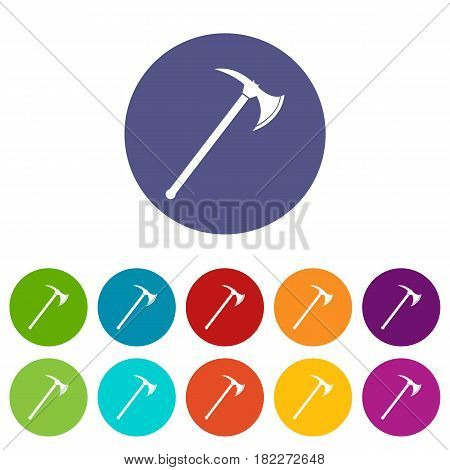 Ax icons set in circle isolated flat vector illustration
