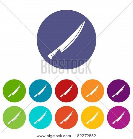 Katana icons set in circle isolated flat vector illustration