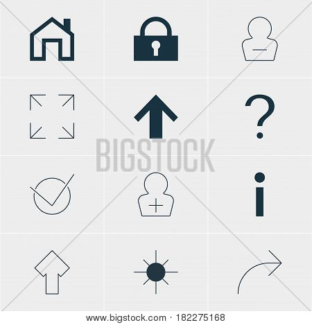 Vector Illustration Of 12 User Icons. Editable Pack Of Yes, Wide Monitor, Mainpage And Other Elements.