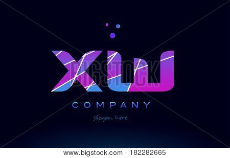 Xw X W  Colored Blue Pink Purple Alphabet Letter Logo Icon Vector