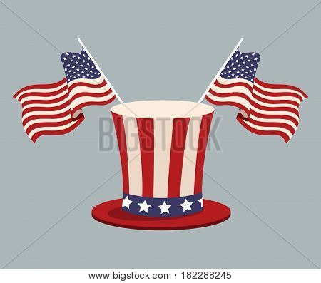 hat flag united states patrotism stamp vector illustration eps 10