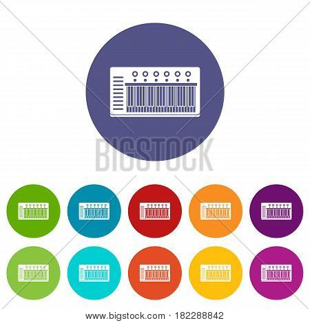 CD changer icons set in circle isolated flat vector illustration