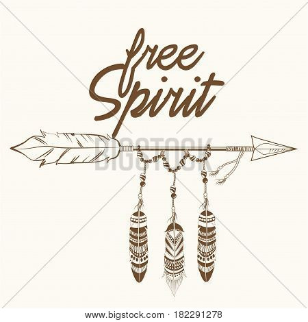 free spirit arrow with fearthers vector illustration eps 10