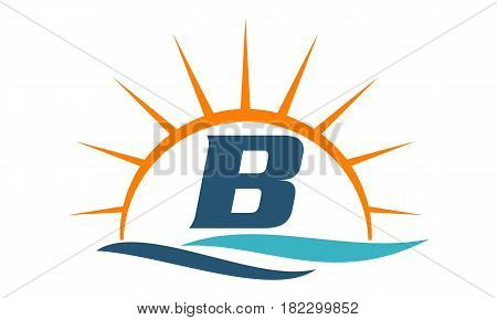 Wave Sunset Beach Water Pool Initial B