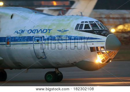 ZHUKOVSKY, MOSCOW REGION, RUSSIA - NOVEMBER 31, 2013: Ilyushin IL-76MD RA-78850 of russian air force standing at Zhukovsky.