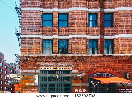 New York City USA - March 19 2017. Old apartment building in Little Italy Manhattan New York City