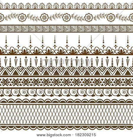 Vector set of border elements and page decoration elements. Border decoration elements patterns. Ethnic borders vector illustrations.