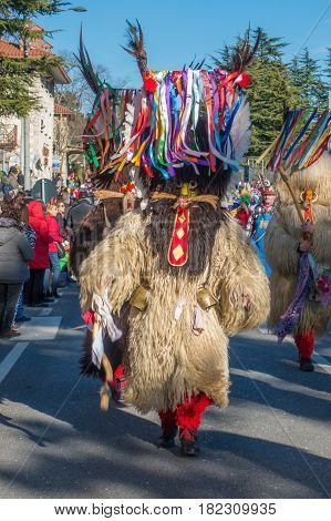 OPICINATRIESTE ITALY - FEBRUARY 25: Unidentified participants in parade of the Carnival. Kraski Pust o Carnevale Carsico. The Carnival Carsico Kraski on February 25 2017