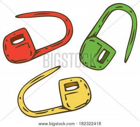 Red Green and Yellow Locking Stitch Markers. Knitting Supplies and Accessories. Hand Drawn Illustration