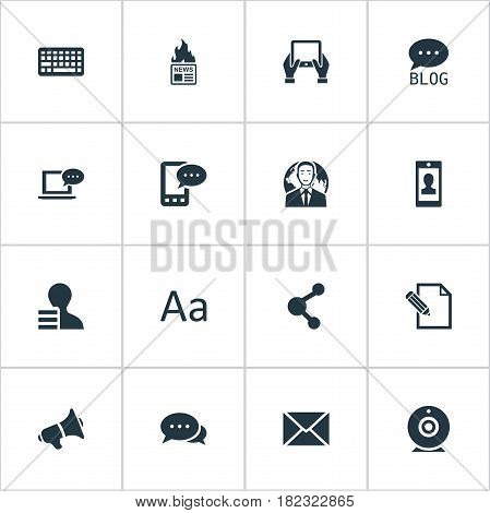 Vector Illustration Set Of Simple User Icons. Elements Post, Notepad, Argument And Other Synonyms Hot, Missive And E-Letter.