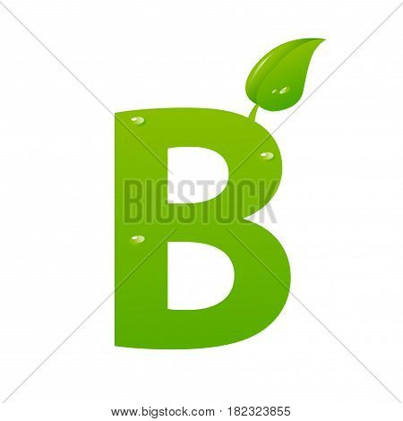 Green eco letter B illiustration on white