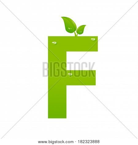 Green eco letter F illiustration on white