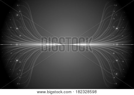 Abstract vector grayscale lines mesh background. Bioluminescence of tentacles. Futuristic style card. Elegant background for business presentations. Eps 10.
