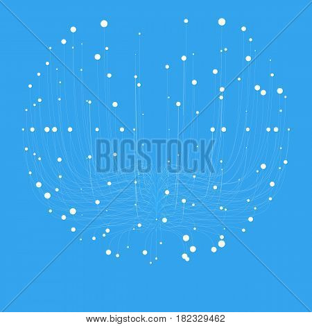 Abstract vector blue sphere mesh background. Bioluminescence of tentacles. Futuristic style card. Elegant background for business presentations. Eps 10.