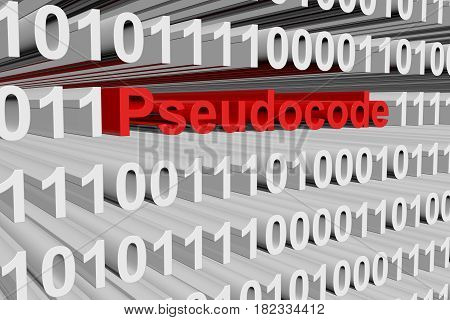 Pseudocode in the form of binary code, 3D illustration