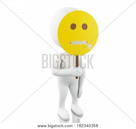 3D White People Holding Face Mask