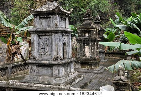 Antique Carving In Stone With Mythical Motif. Bich Dong Pagoda, Vietnam