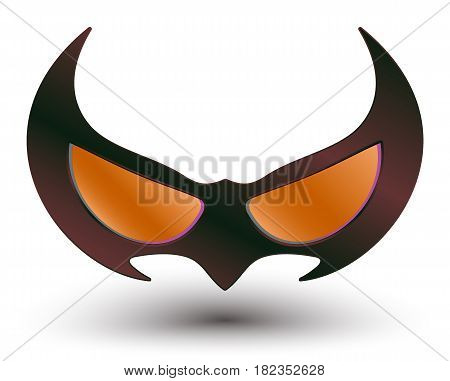 realistic vector illustration of black super hero mask for face character with vivid multicolored abstract gradient on light background
