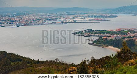 Aerial view of a piece of northwestern coast of Spain, Ferrol