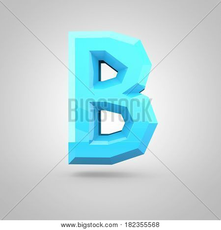 Blue Low Poly Alphabet Letter B Uppercase Isolated On White Background.