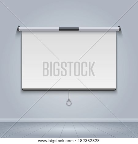 White board, meeting screen, movie billboard vector illustration. Projector screen for seminar and presentation
