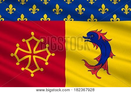Flag of Hautes-Alpes is a French department in the southeastern of France. 3d illustration