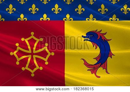 Flag of Hautes-Alpes is a French department in the southeastern of France. 3d illustration