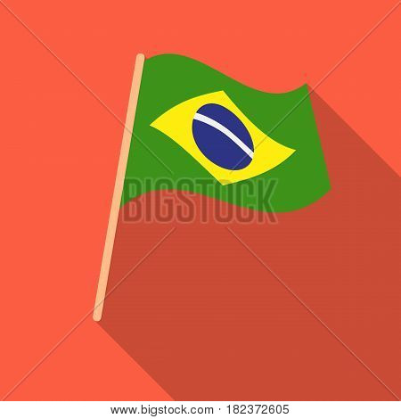 Flag of Brazil icon in flate design isolated on white background. Brazil country symbol stock vector illustration.