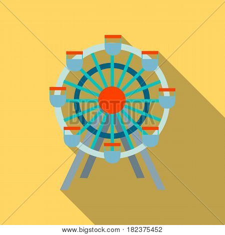 Ferris wheel icon flate. Single building icon from the big city infrastructure flate.