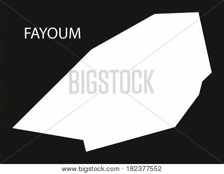 Fayoum Egypt Map Black Inverted Silhouette Illustration