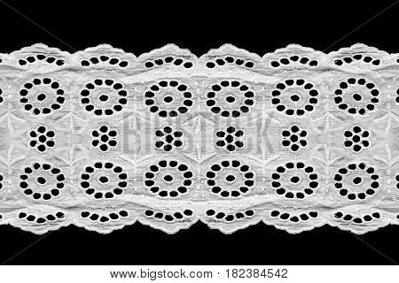 White cotton vintage lace isolated over white