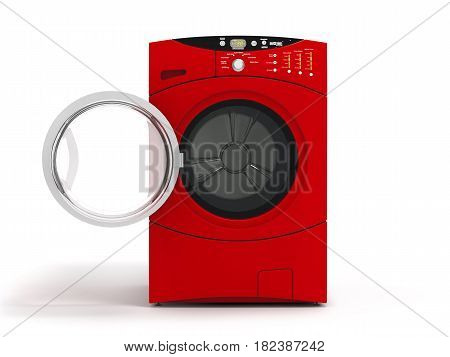 Isolated Washing Machine With Opened Door On A White Background 3D Illustration