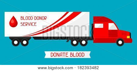 Mobile blood transfusion station vehicle. Medical and healthcare concept.